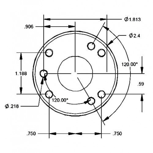 Round Base with AMPS Pattern & 1" Ball