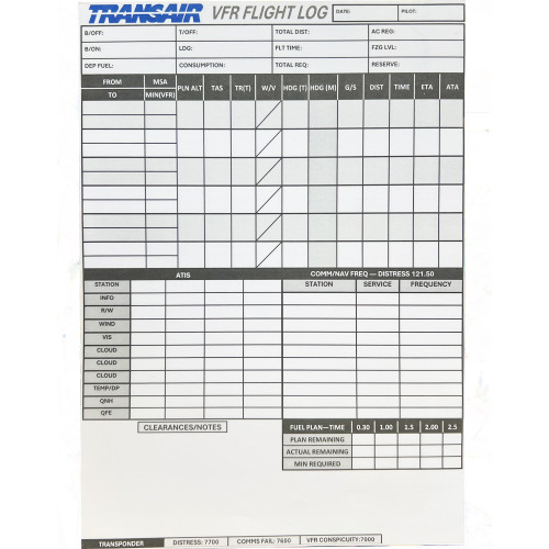 VFR A5 Flight Log Pad (NEW)