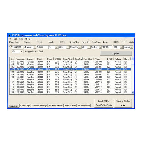 Icom R5 / PC PROGRAMMING SOFTWARE