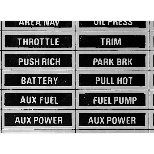 Wag-Aero Aircraft Interior Marking Placard Kits, Universal, Black w/White -  Miscellaneous - Experimental - MODEL SPECIFIC PARTS